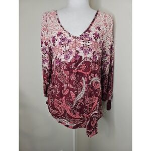 Hollister Women's Small Burgundy Pink Paisley Top Tassels